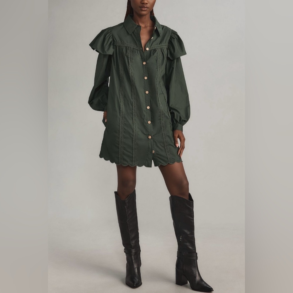 Farm Rio Collared Button Front Shift Mini Dress, Size S - Picture 2 of 10